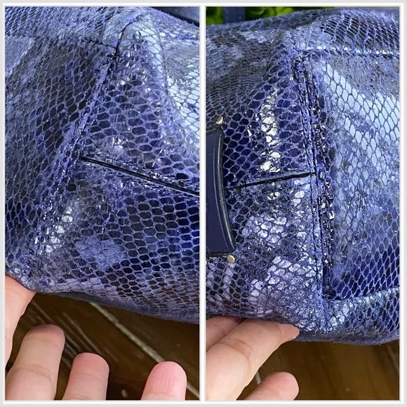 Coach XL Josie Blue Glass Python-Print Leather Tote - Picture 13 of 15